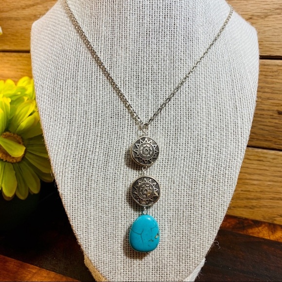 Aztec Bead Turquoise Drop Necklace - Picture 3 of 6